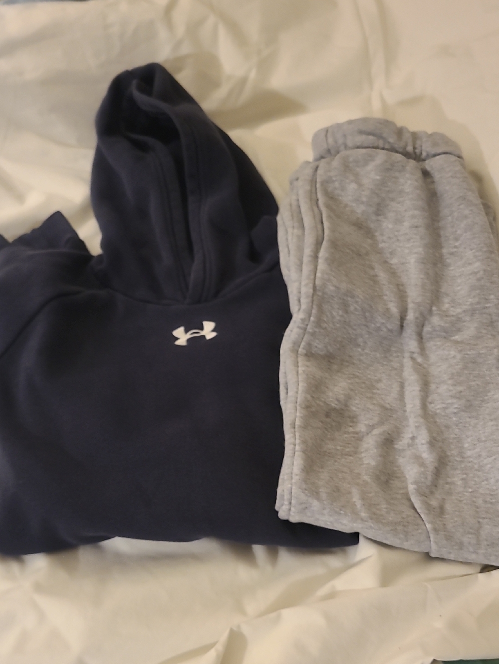 Under Armour Navy Hoodie with Light Gray Sweatpants Set